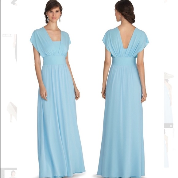 WHBM Genius Chiffon Convertible Caspian Gown SZ 4 Blue Maxi Dress - Picture 4 of 16